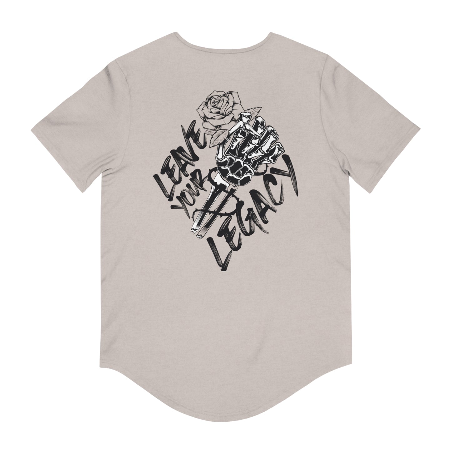 Men's 'Skull Hand' Curved Hem Long Tee