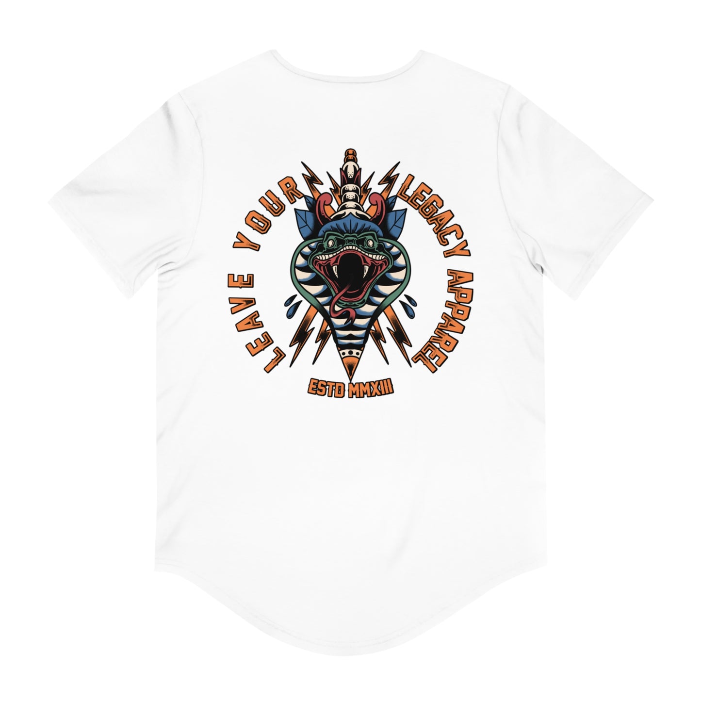 Men's 'Traditional Snake' Curved Hem Long Tee