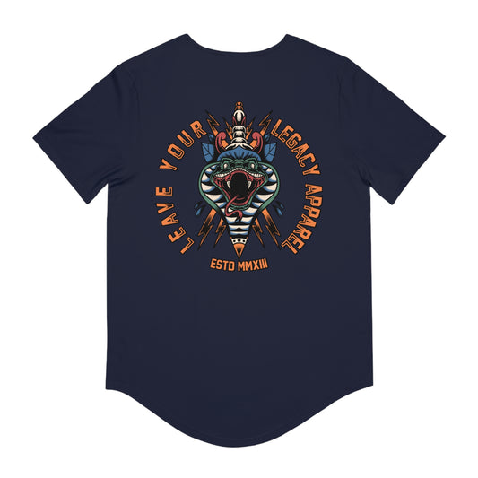 Men's 'Traditional Snake' Curved Hem Long Tee