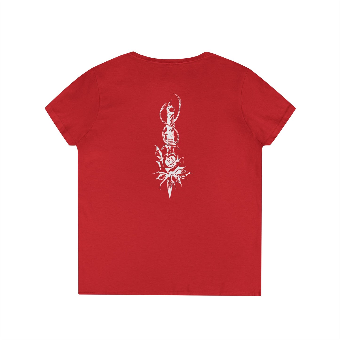 Women's 'Rose & Dagger' V-Neck T-Shirt
