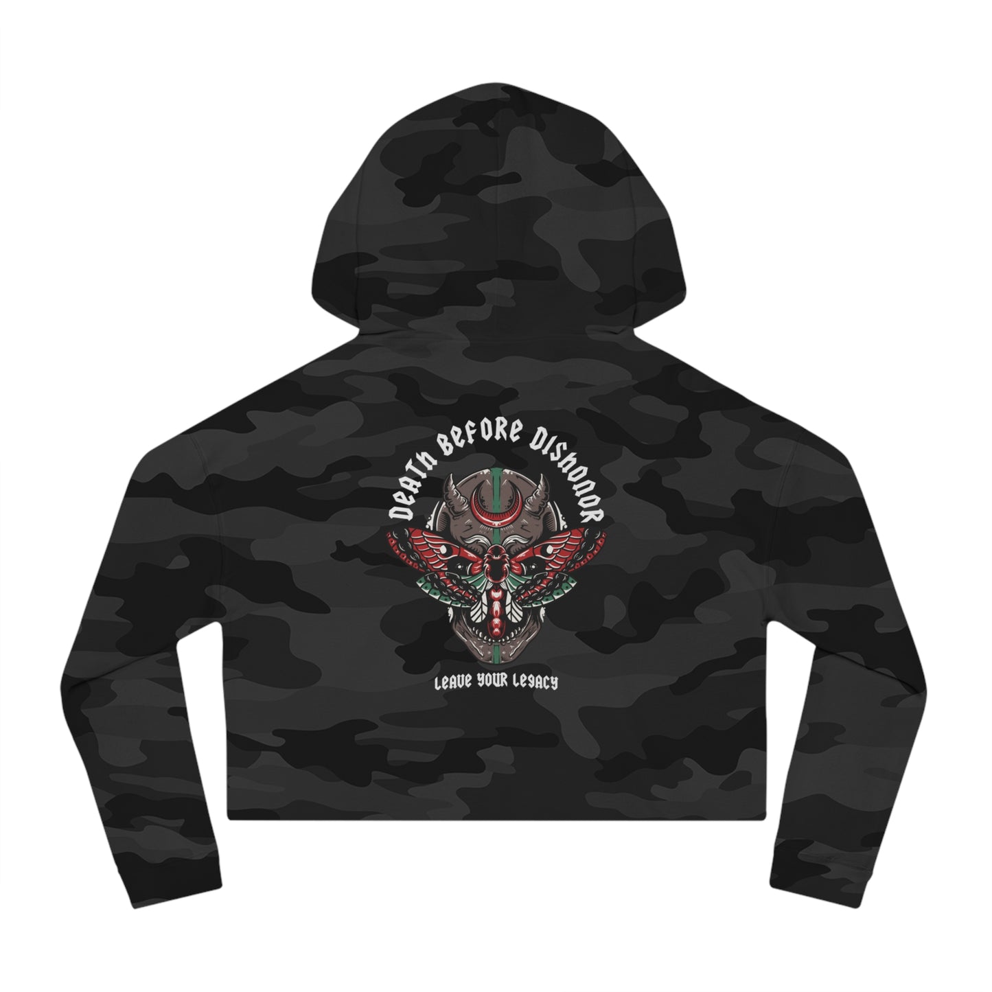 Women's 'Death Before Dishonor' Cropped Hoodie