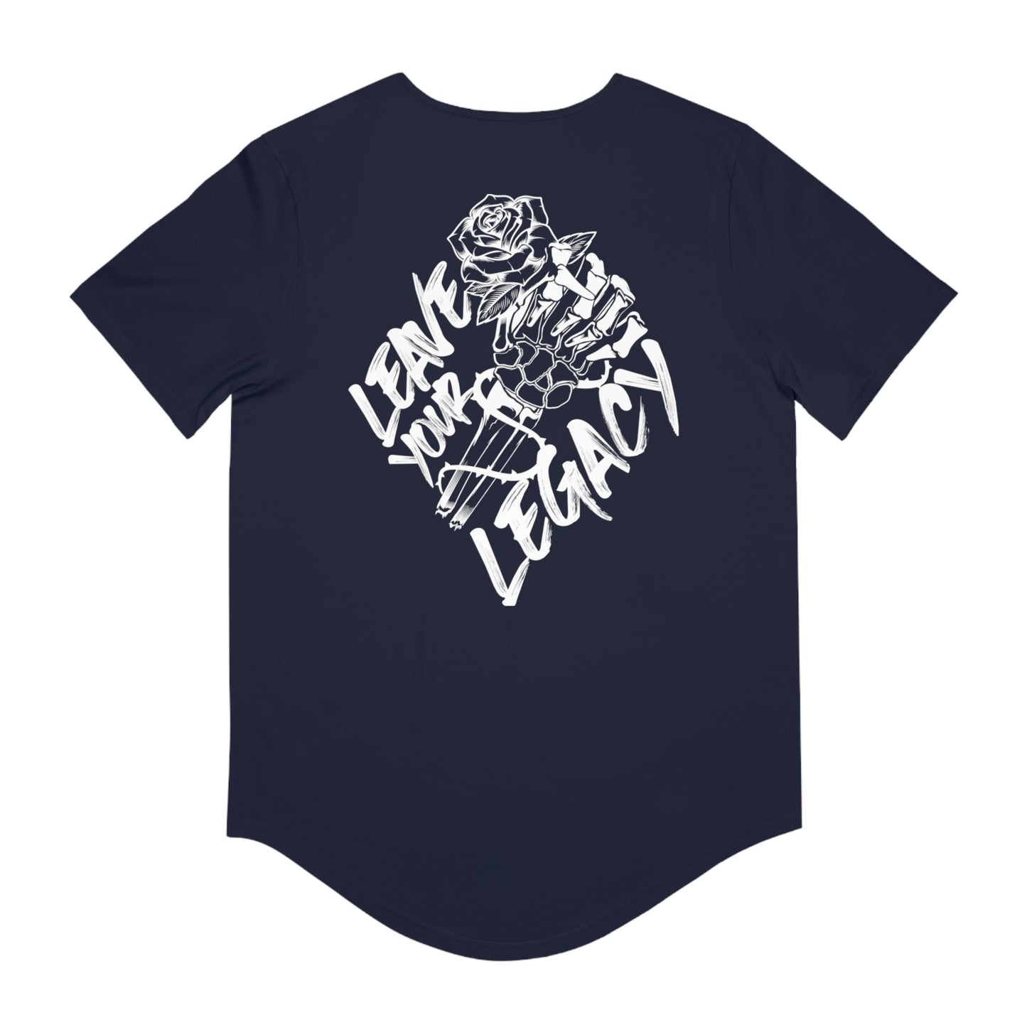 Men's 'Skull Hand' Curved Hem Long Tee