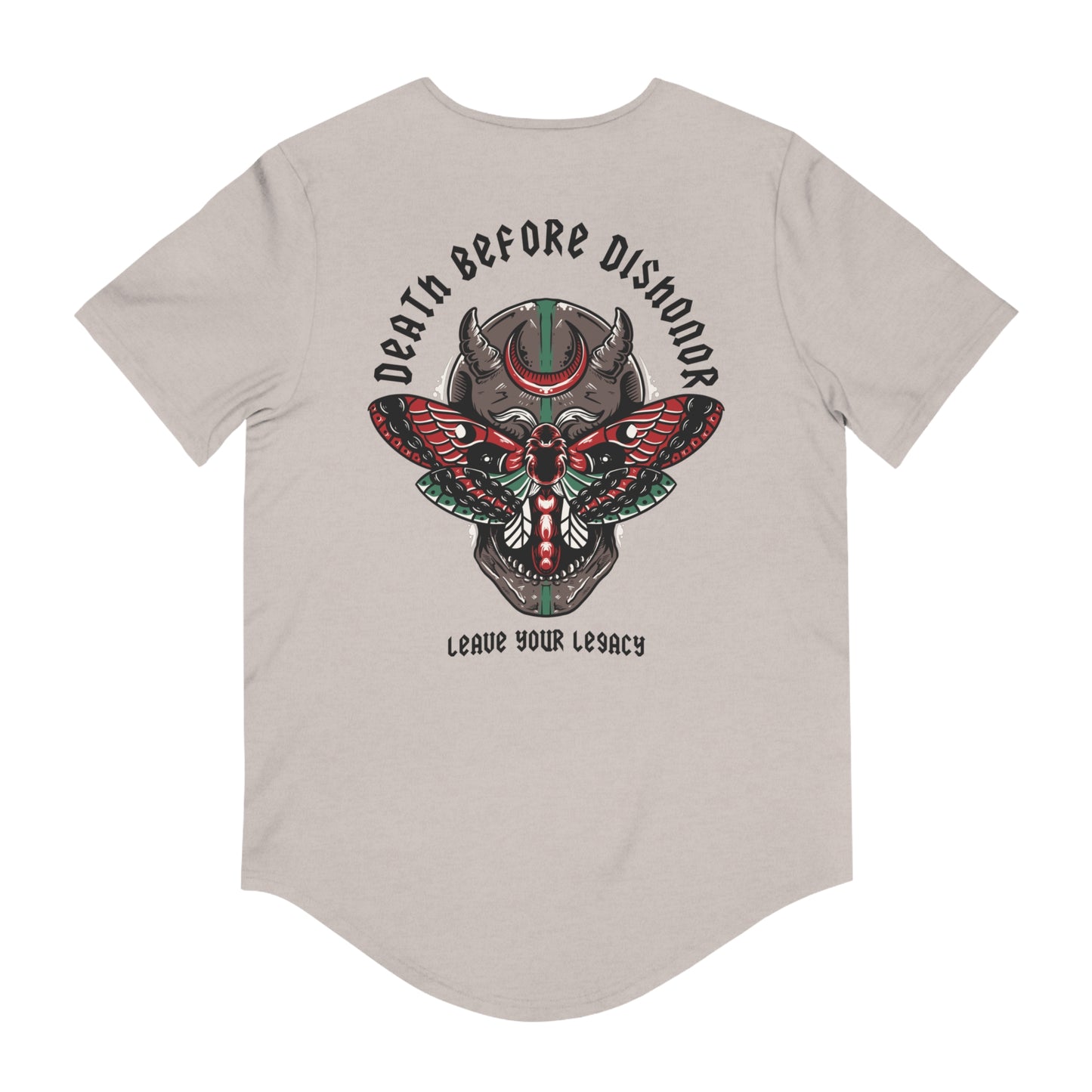 Men's 'Death Before Dishonor' Curved Hem Long Tee