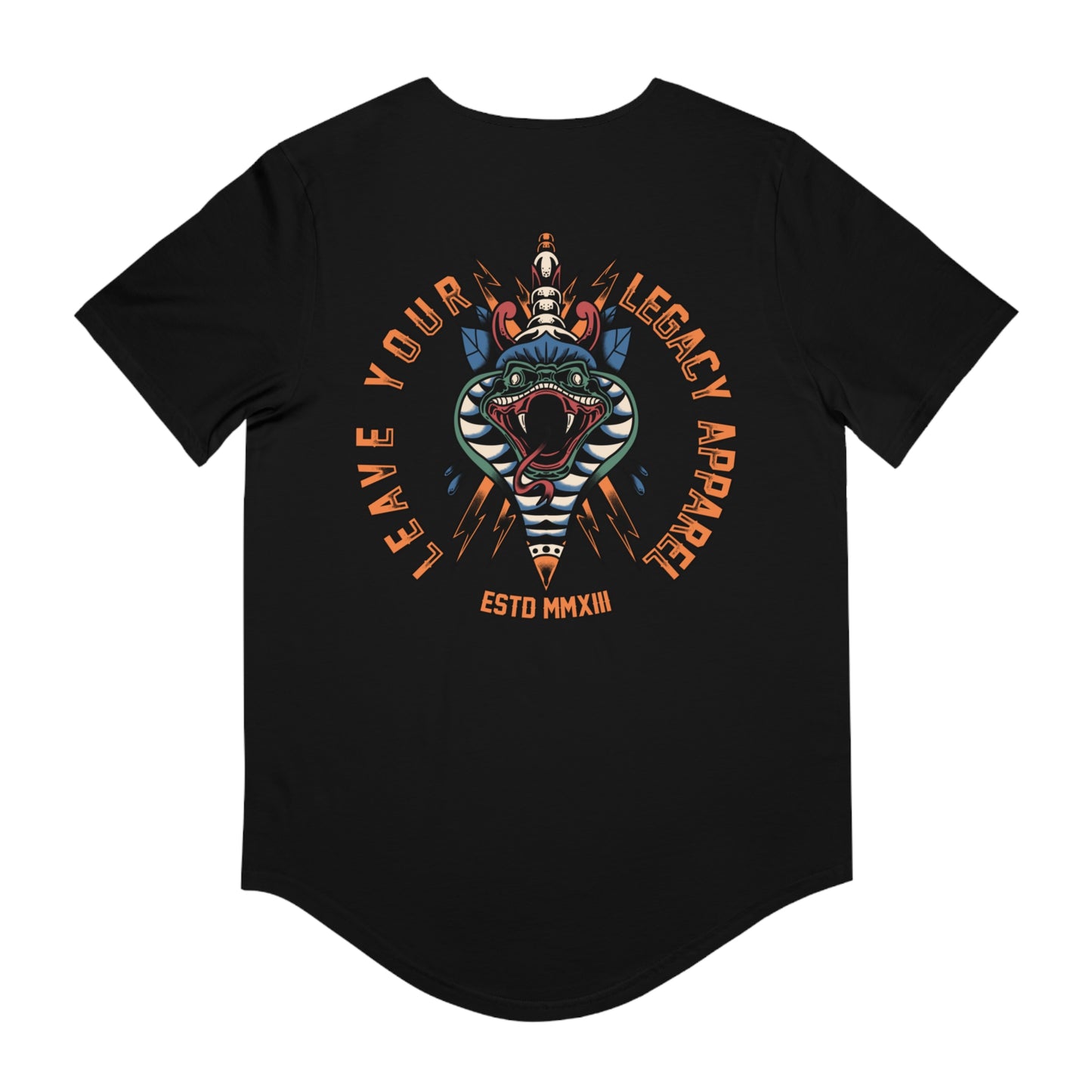 Men's 'Traditional Snake' Curved Hem Long Tee