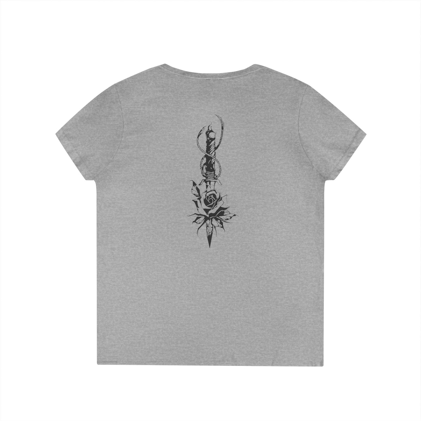 Women's 'Rose & Dagger' V-Neck T-Shirt