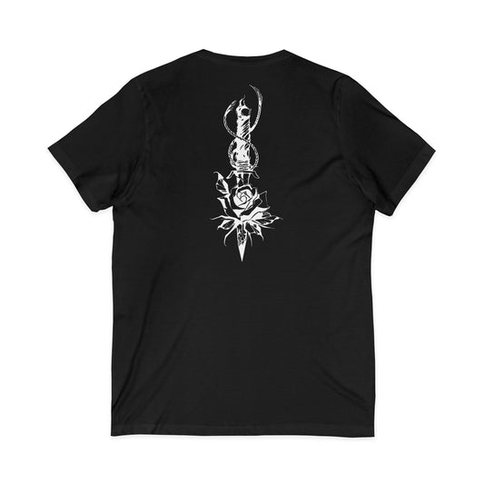 Men's 'Rose & Dagger' V-Neck T-Shirt