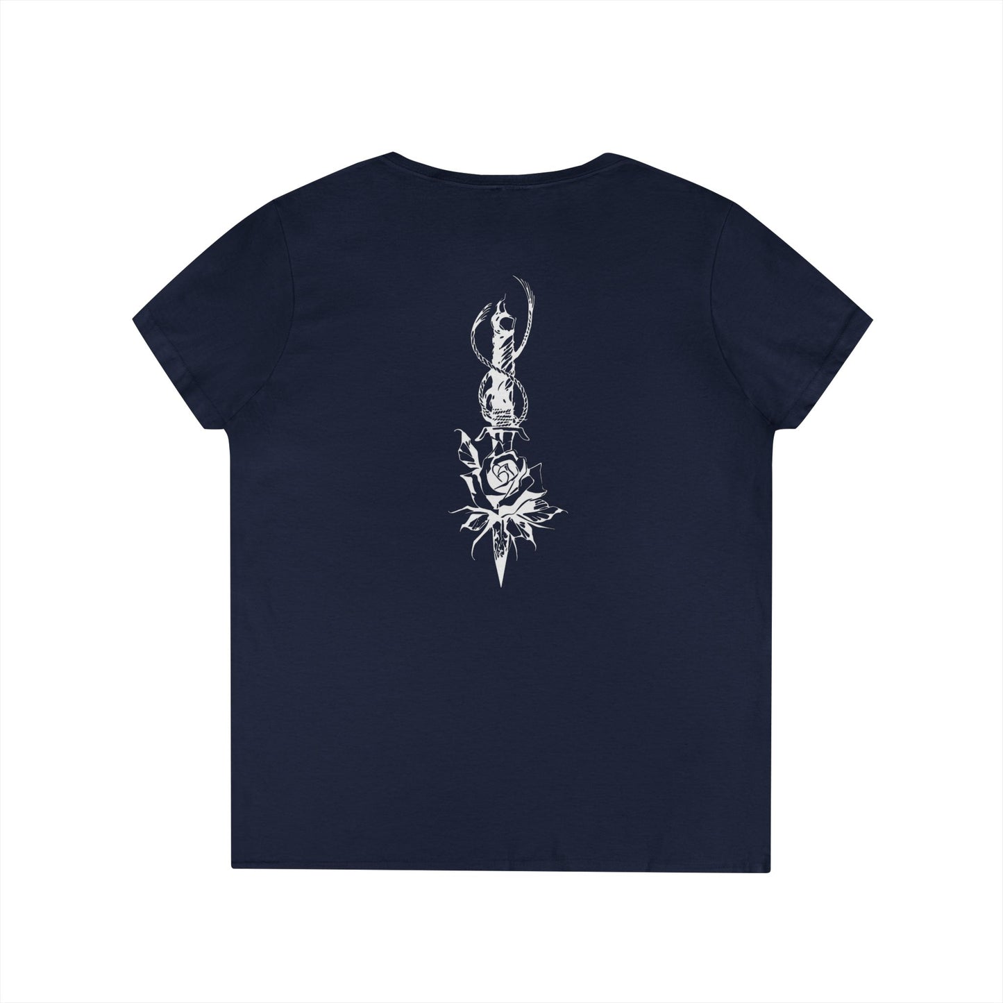 Women's 'Rose & Dagger' V-Neck T-Shirt