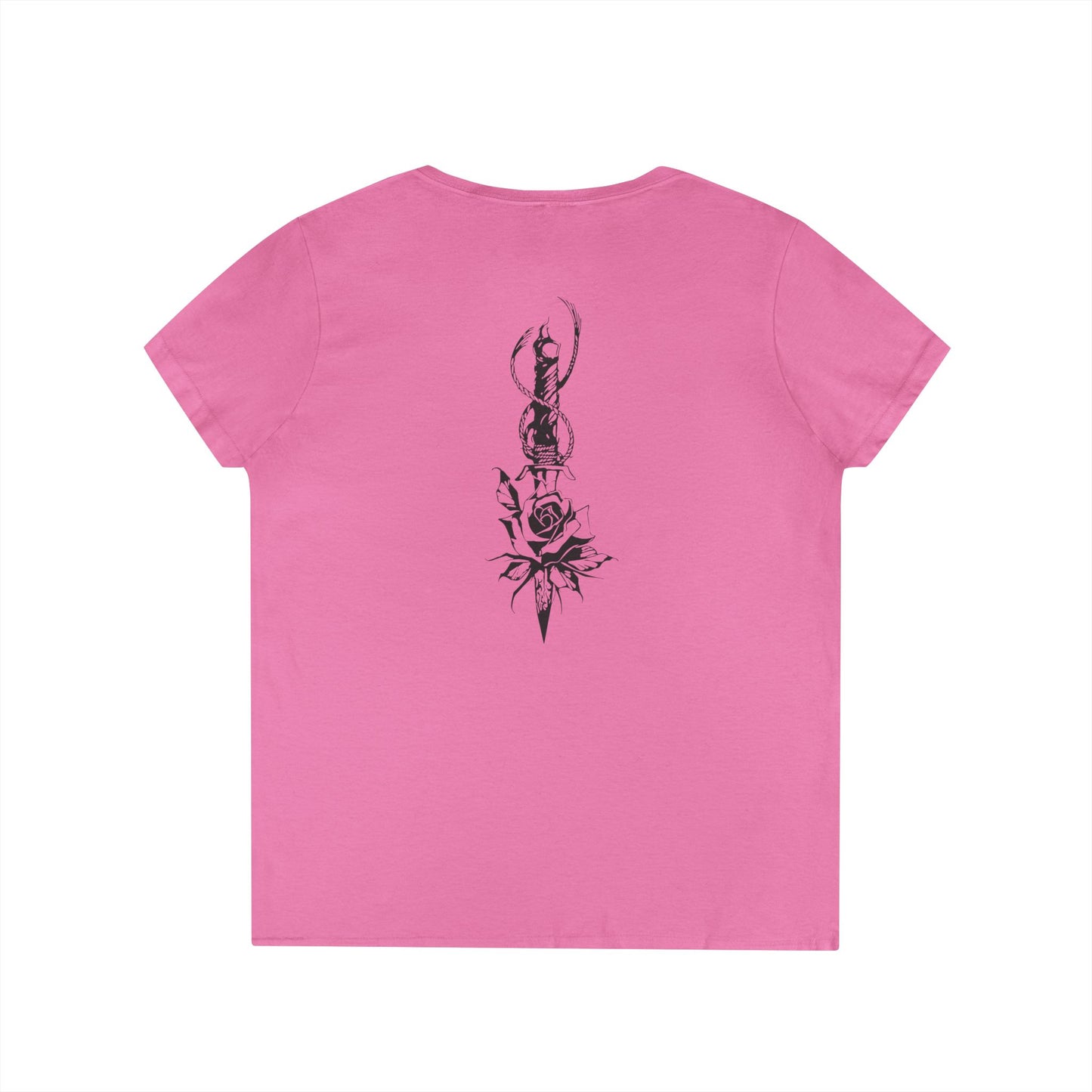 Women's 'Rose & Dagger' V-Neck T-Shirt