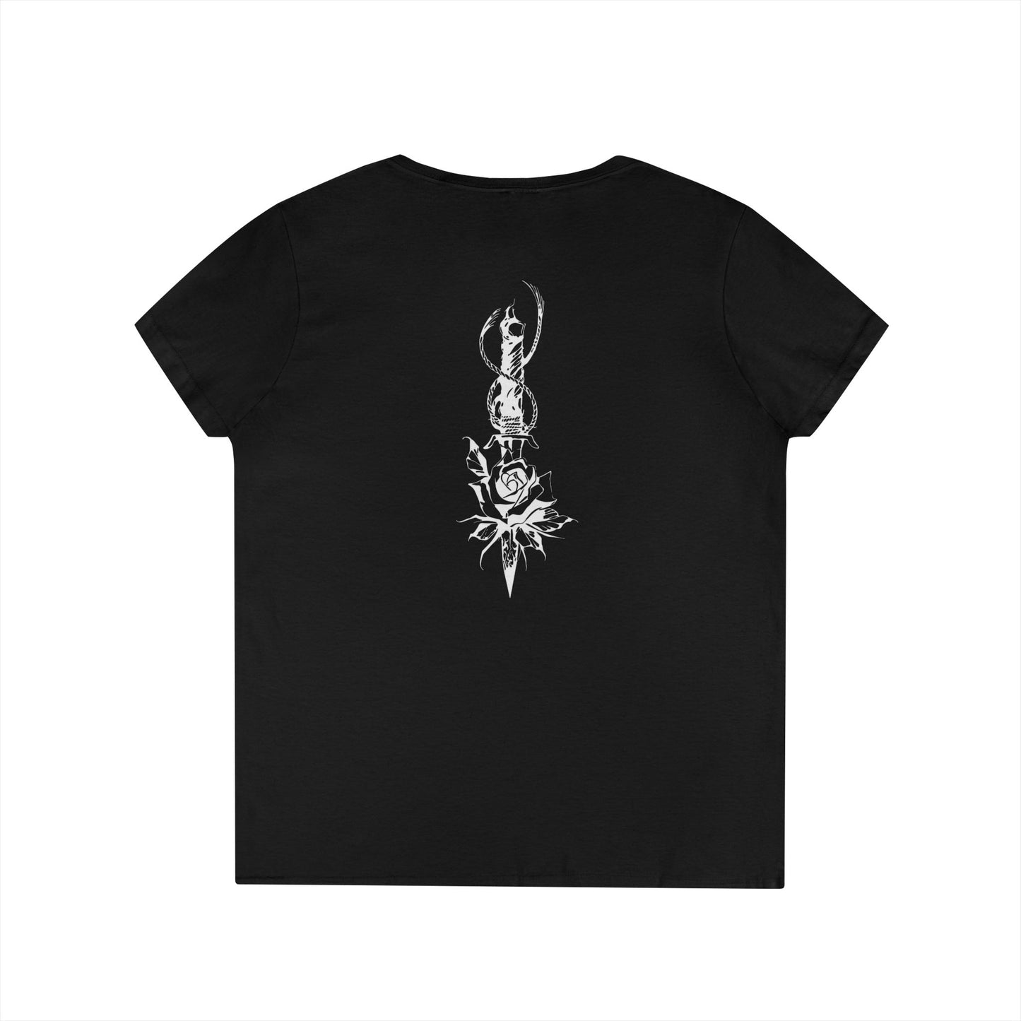 Women's 'Rose & Dagger' V-Neck T-Shirt