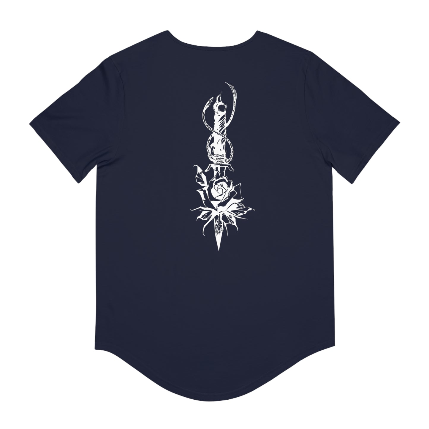 Men's 'Rose & Dagger' Curved Hem Long Tee