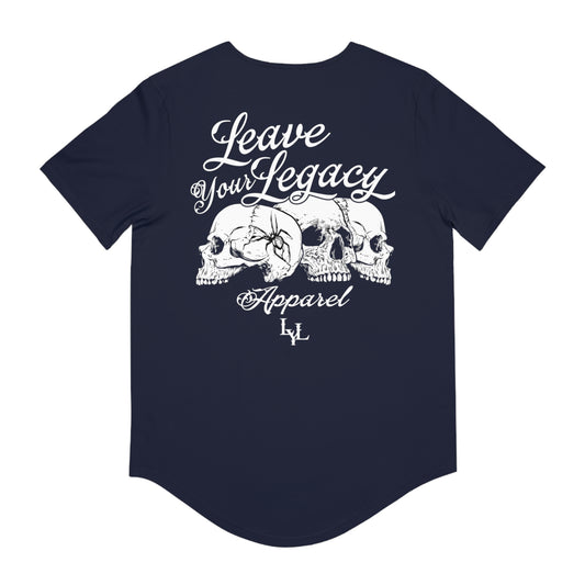 Men's 'Distorted Skull' Curved Hem Long Tee