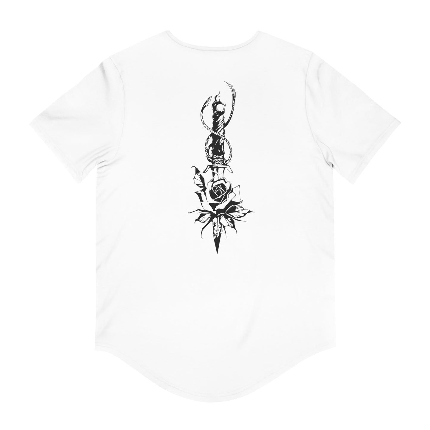 Men's 'Rose & Dagger' Curved Hem Long Tee