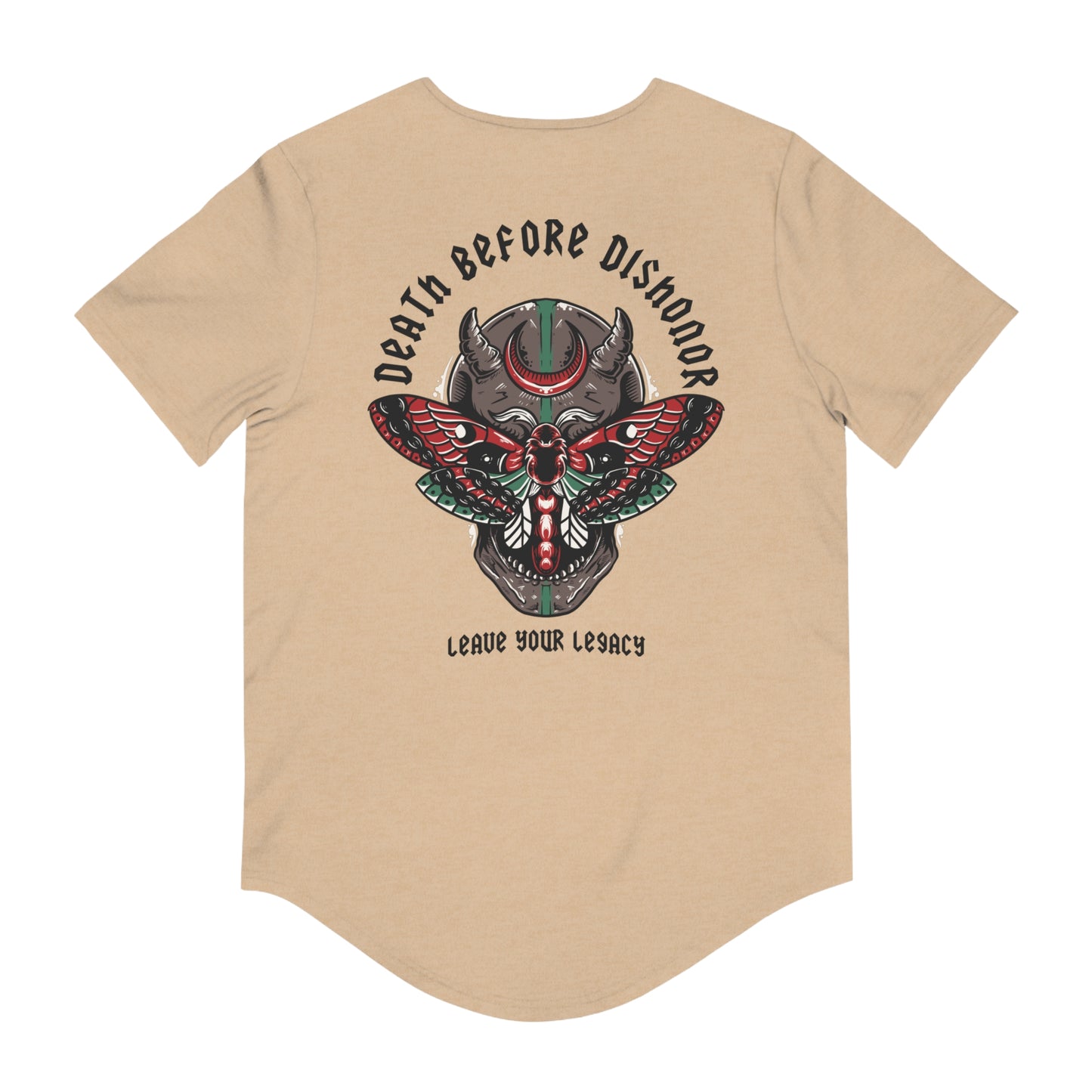 Men's 'Death Before Dishonor' Curved Hem Long Tee