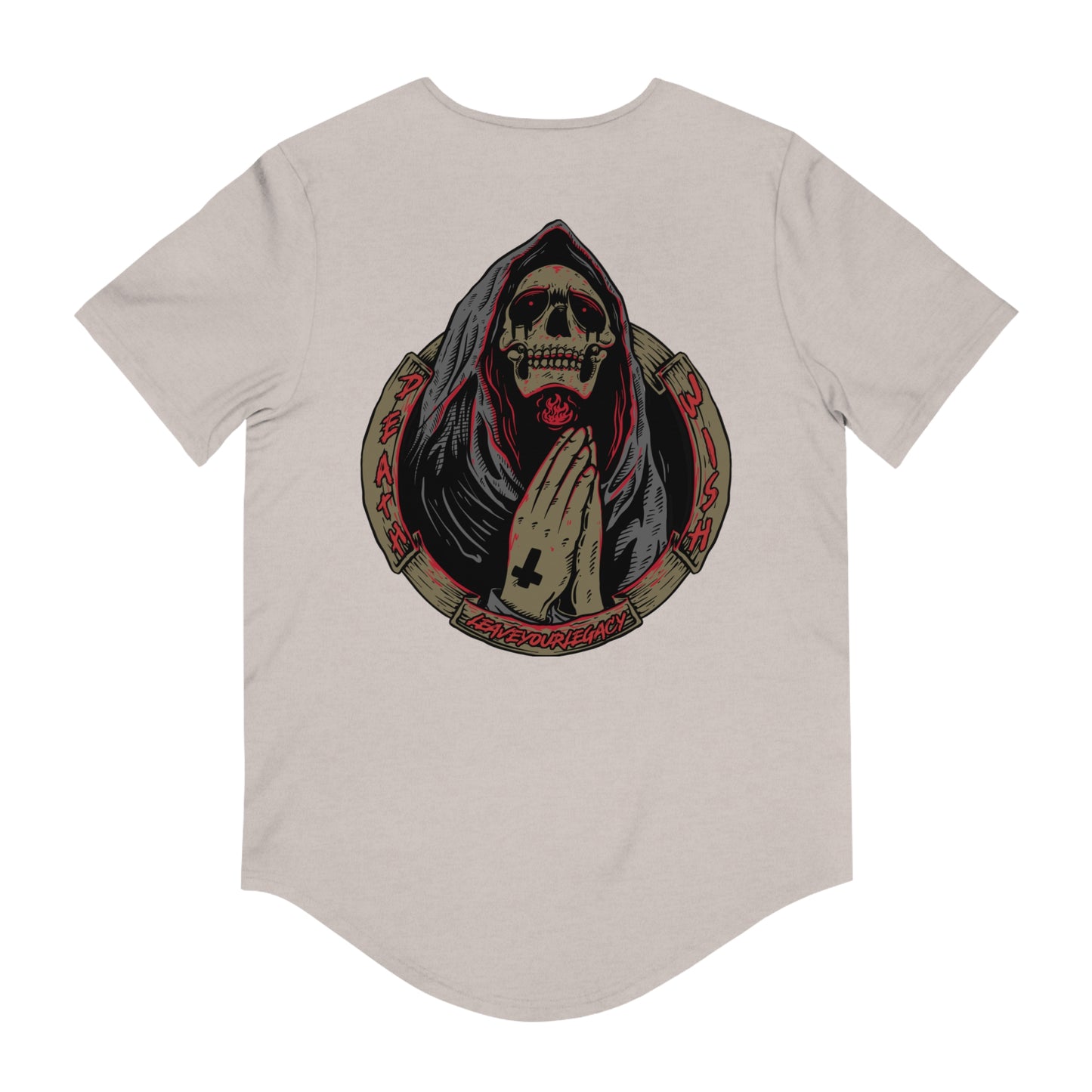 Men's 'Death Wish' Curved Hem Long Tee