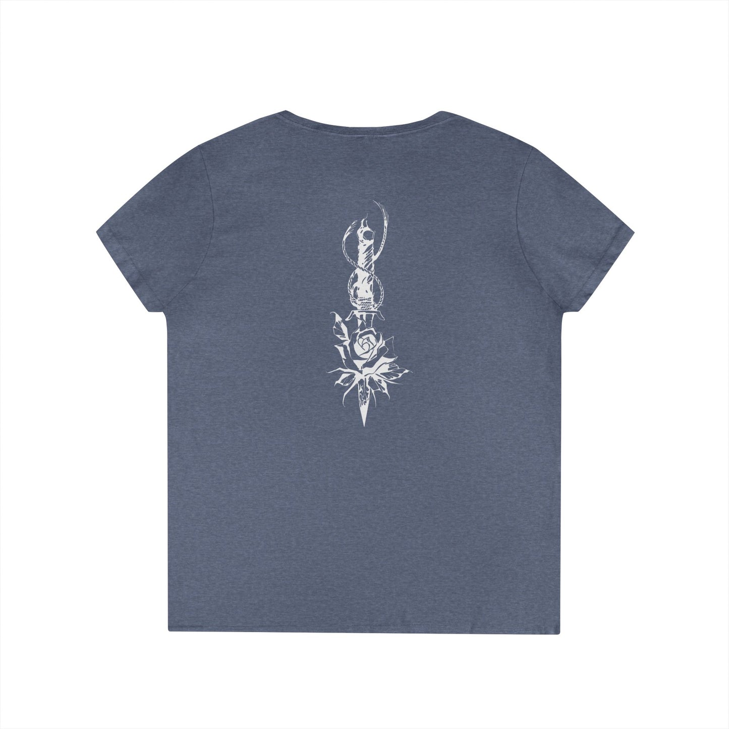 Women's 'Rose & Dagger' V-Neck T-Shirt