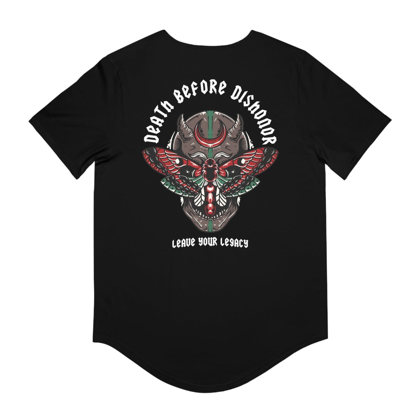 Men's 'Death Before Dishonor' Curved Hem Long Tee