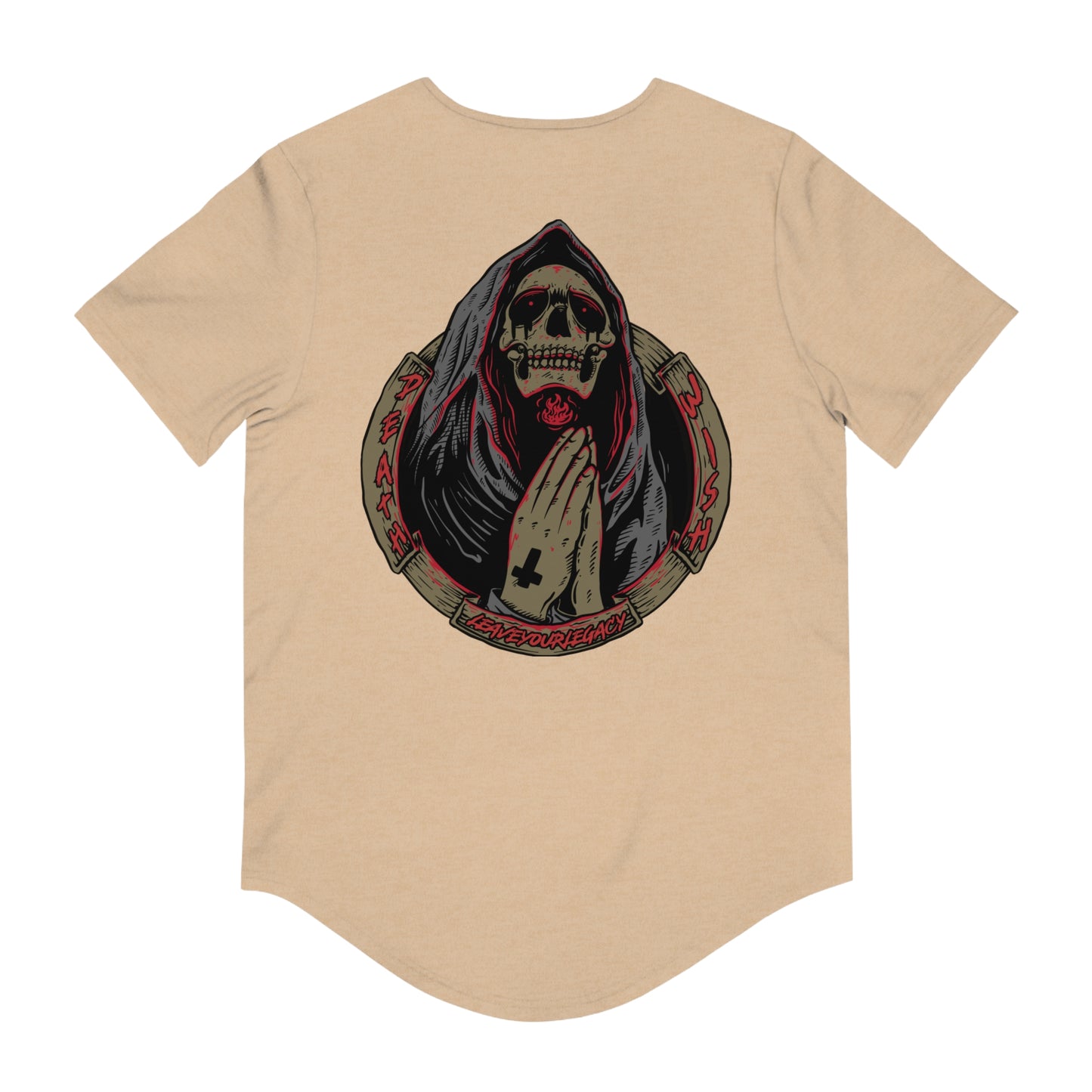 Men's 'Death Wish' Curved Hem Long Tee