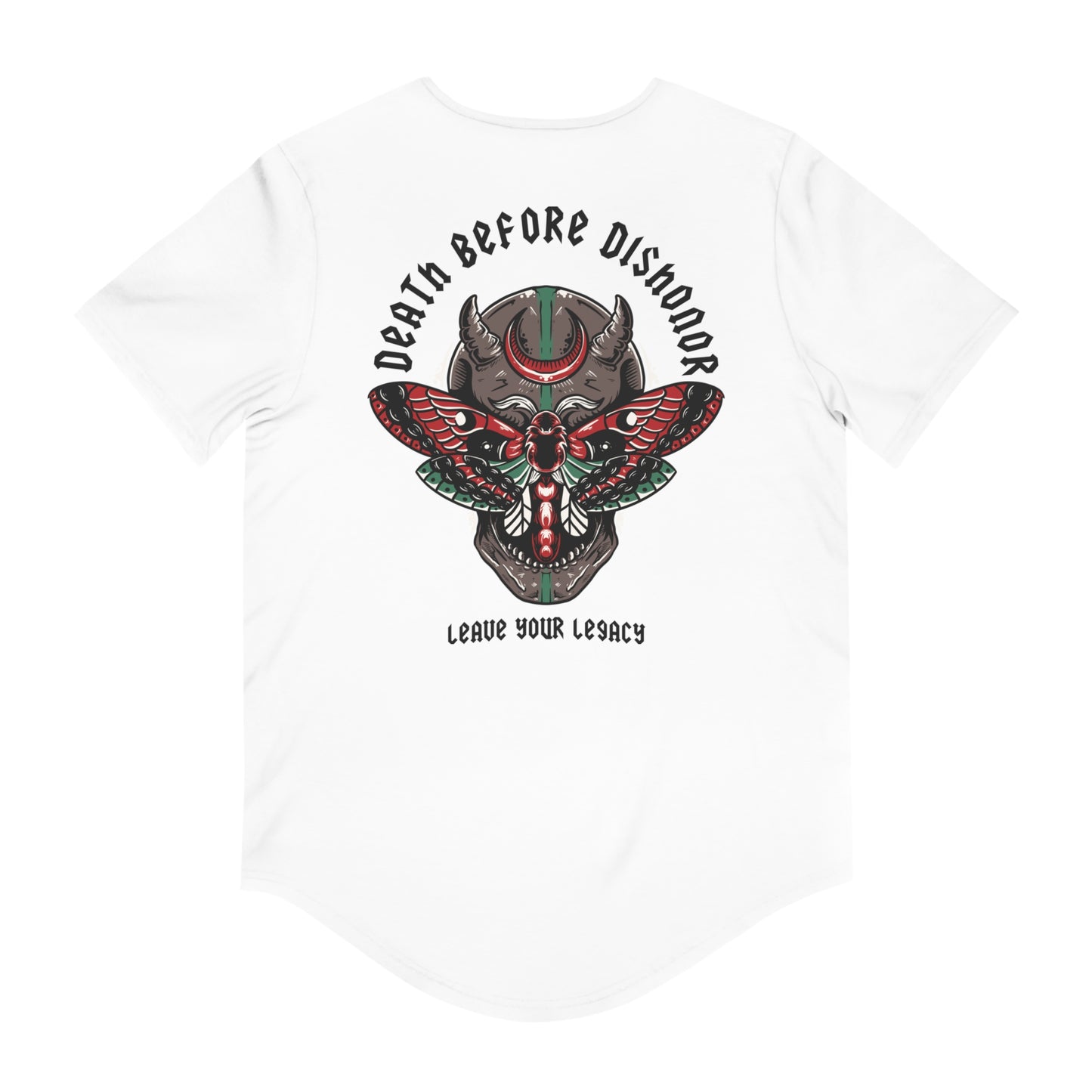 Men's 'Death Before Dishonor' Curved Hem Long Tee