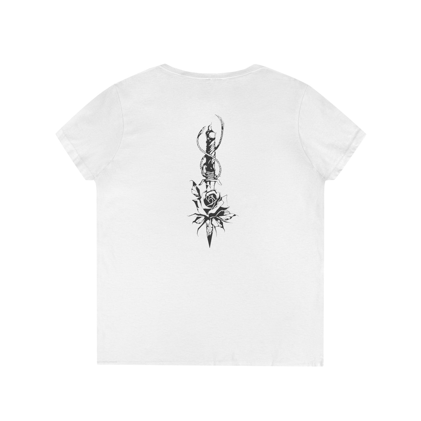 Women's 'Rose & Dagger' V-Neck T-Shirt