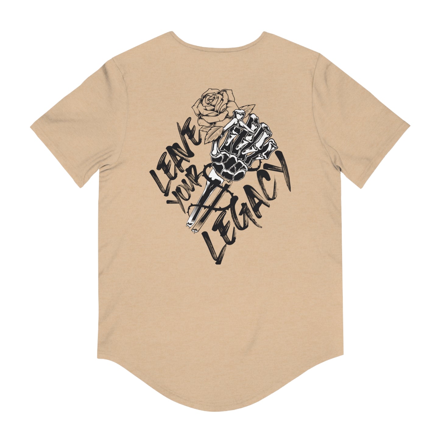 Men's 'Skull Hand' Curved Hem Long Tee