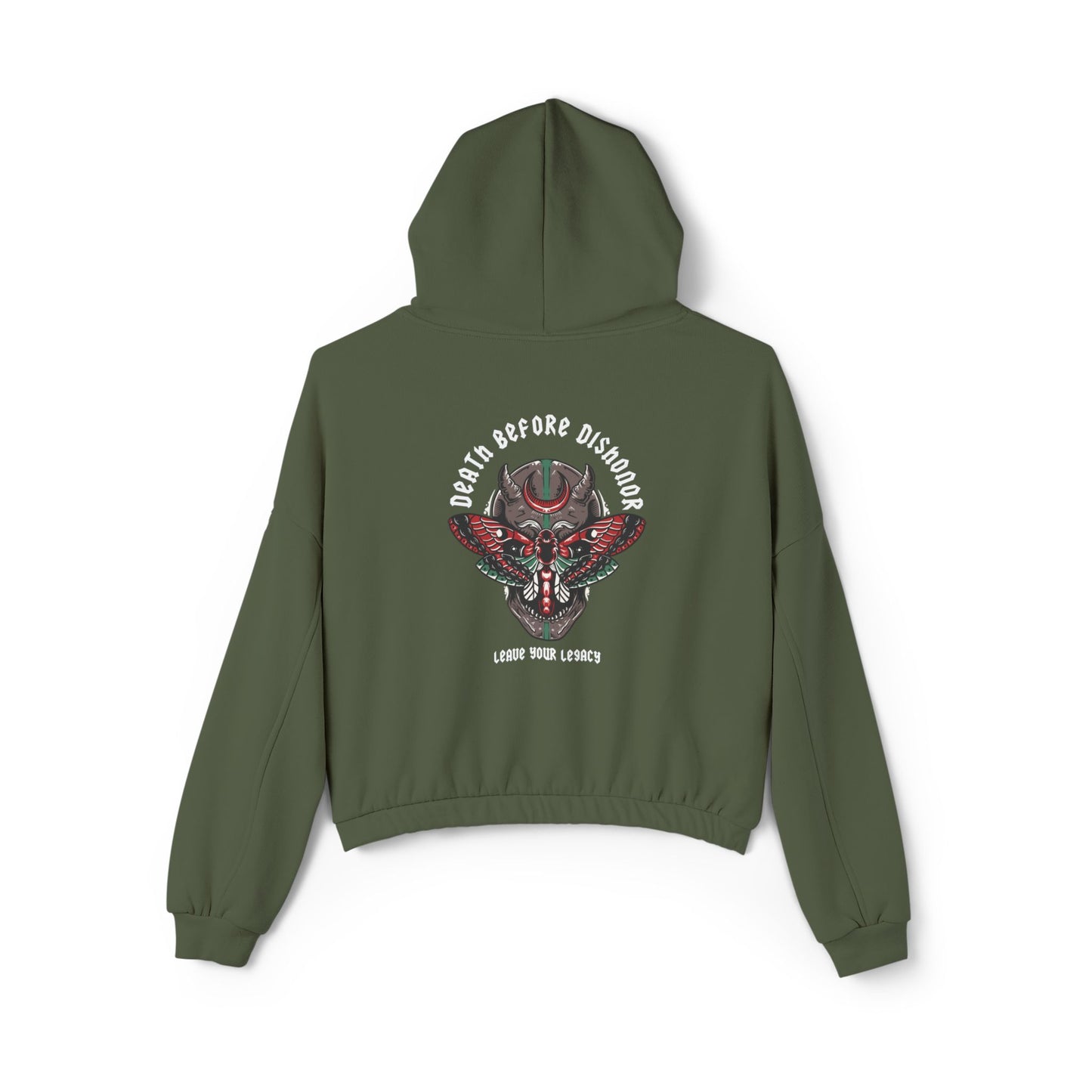 Women's 'Death Before Dishonor' Cinched Bottom Hoodie