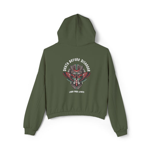 Women's 'Death Before Dishonor' Cinched Bottom Hoodie