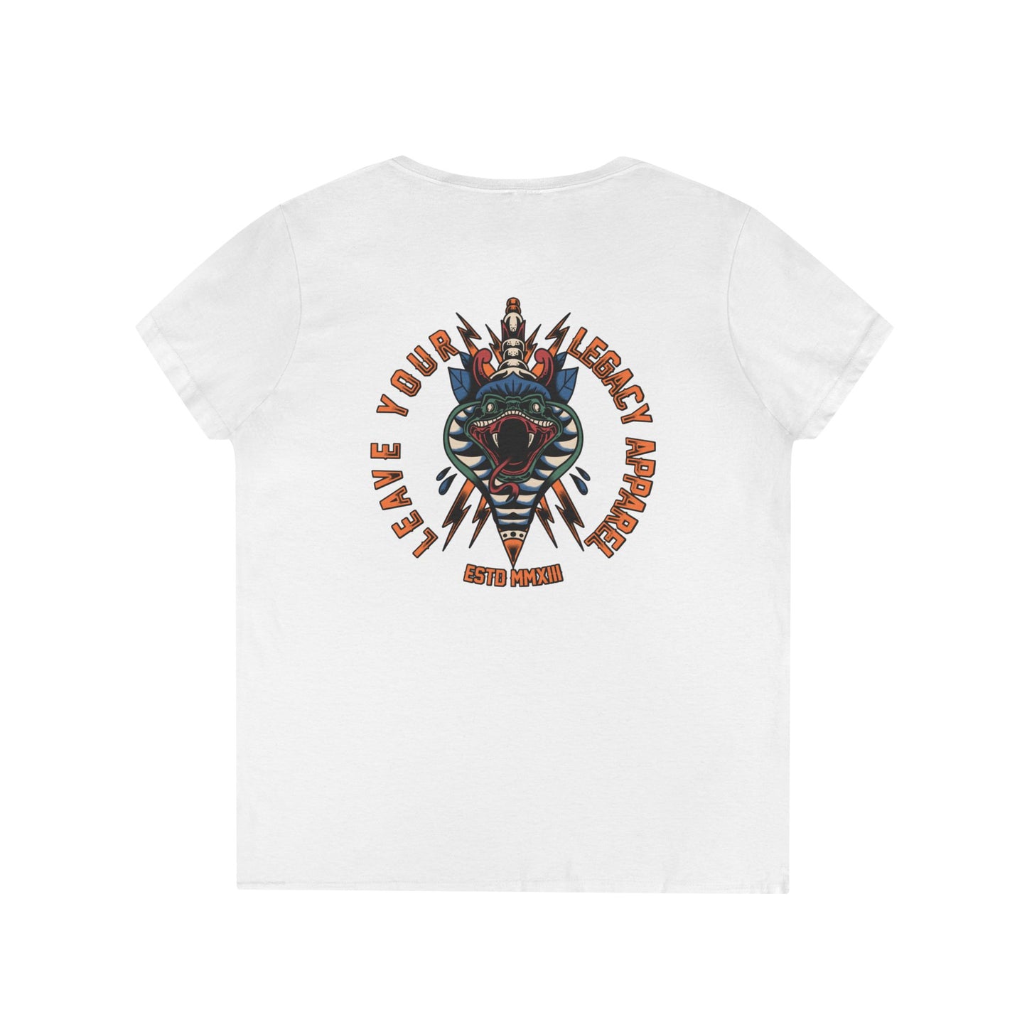 Women's 'Traditional Snake' V-Neck T-Shirt