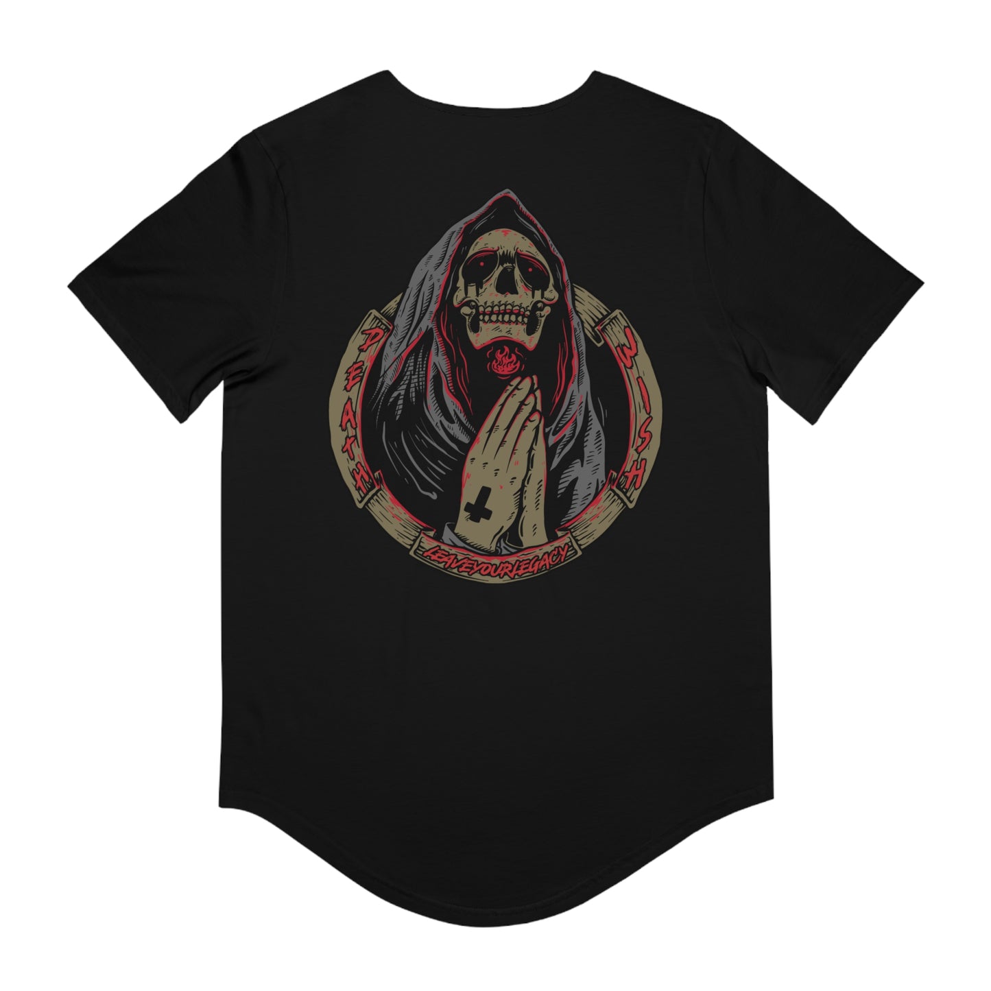 Men's 'Death Wish' Curved Hem Long Tee