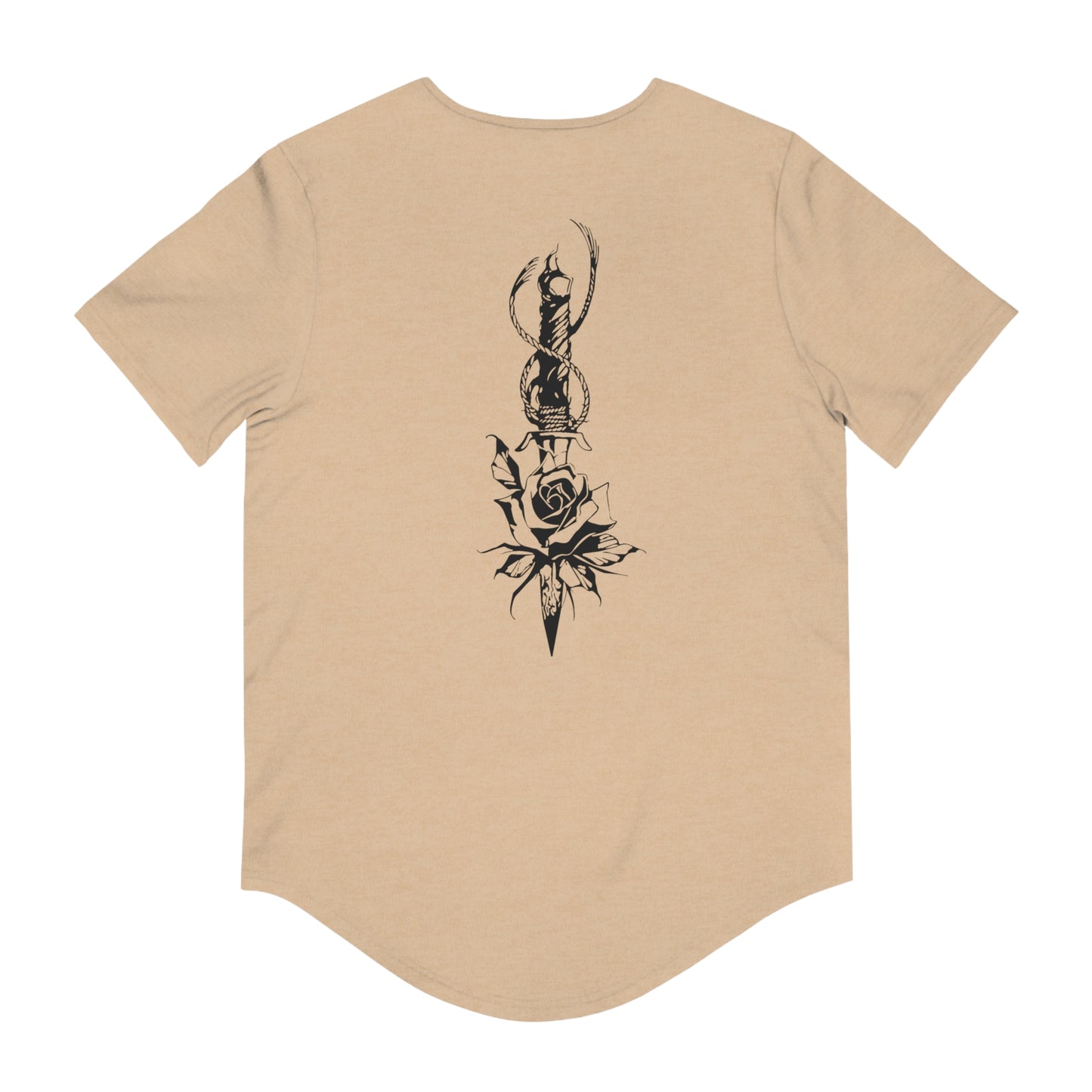 Men's 'Rose & Dagger' Curved Hem Long Tee