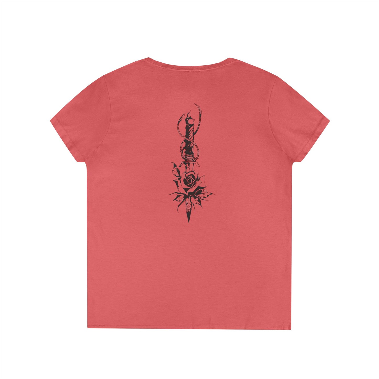 Women's 'Rose & Dagger' V-Neck T-Shirt