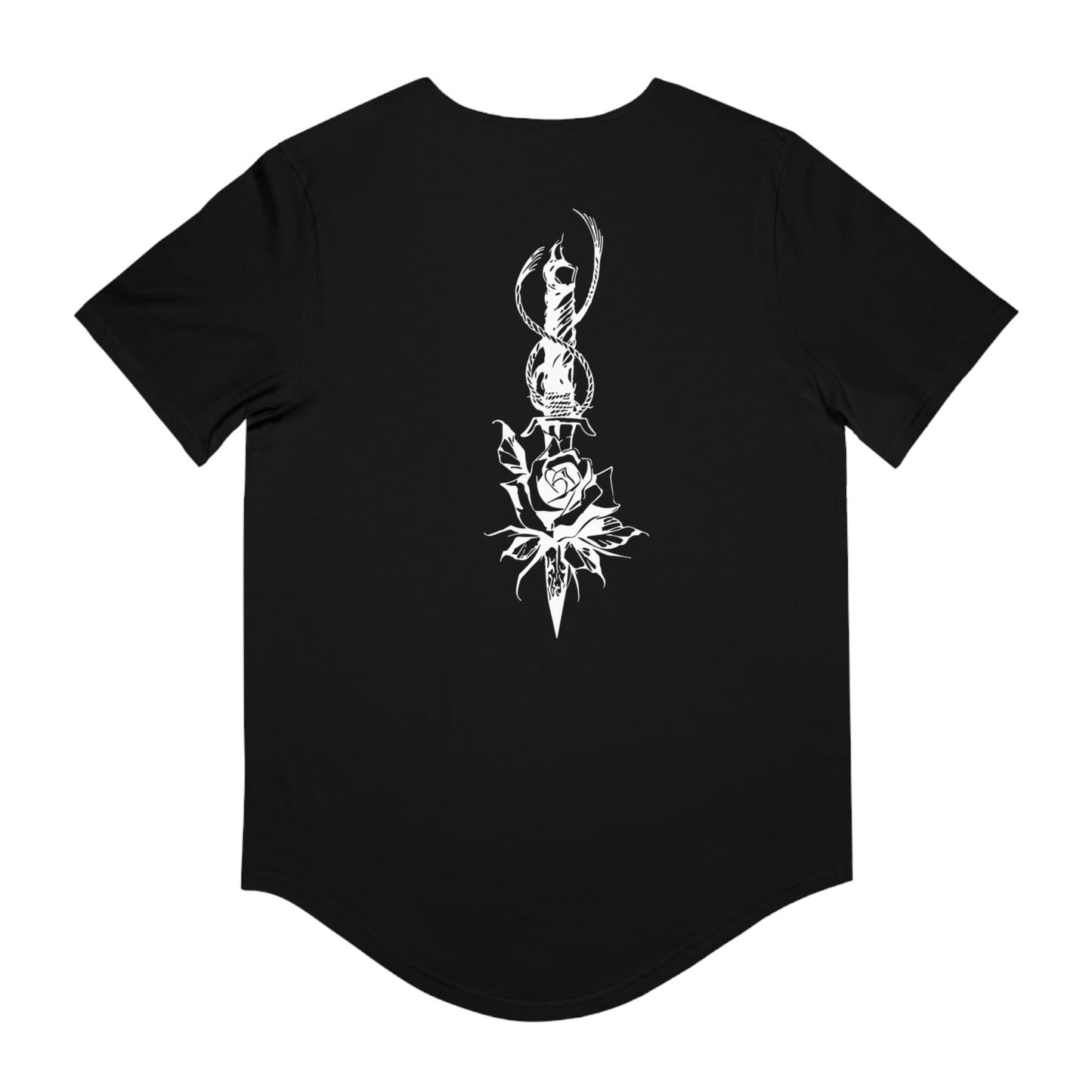 Men's 'Rose & Dagger' Curved Hem Long Tee