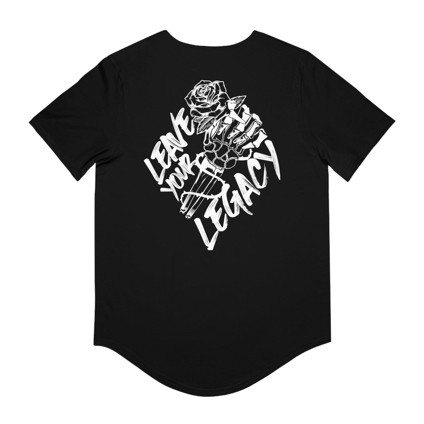 Men's 'Skull Hand' Curved Hem Long Tee