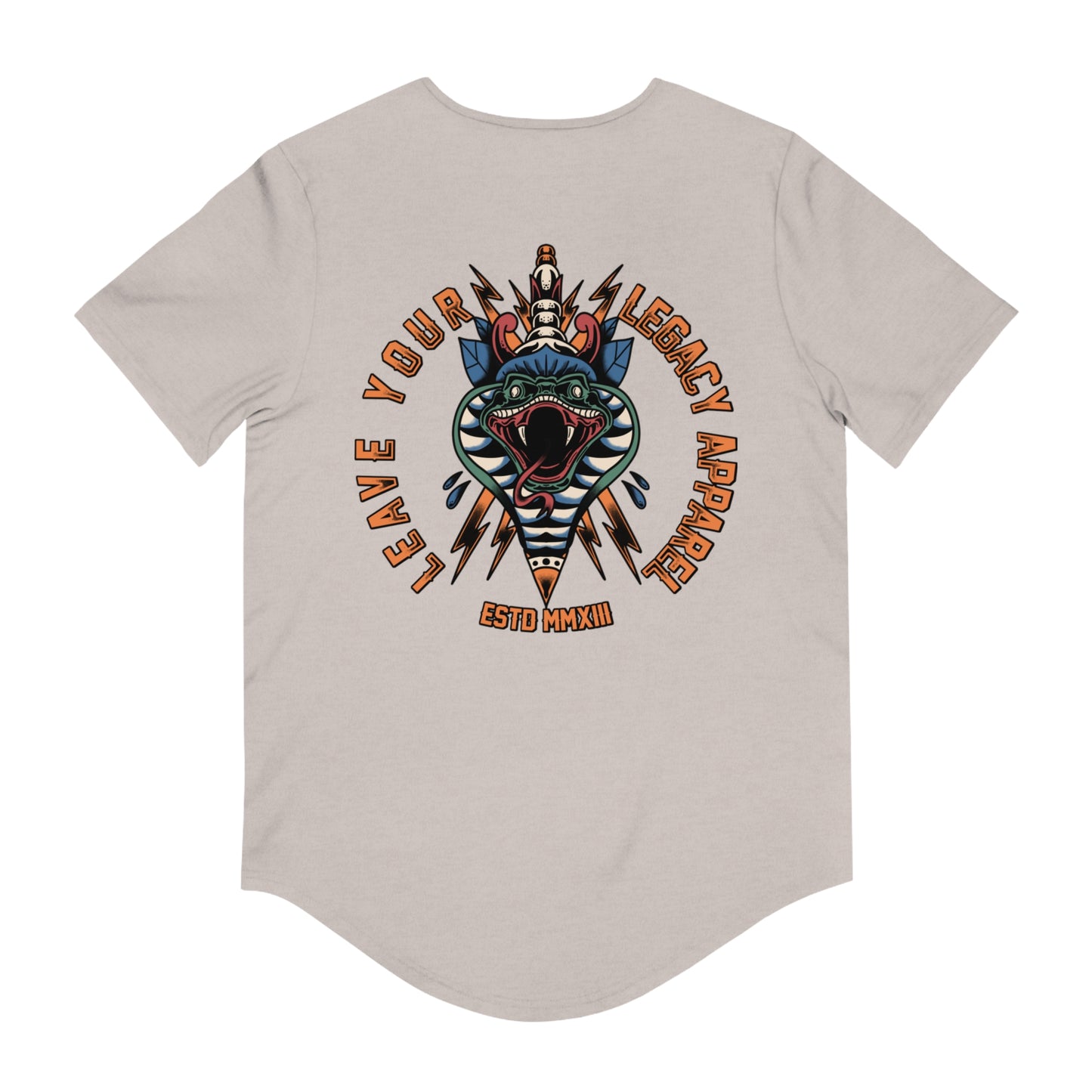 Men's 'Traditional Snake' Curved Hem Long Tee