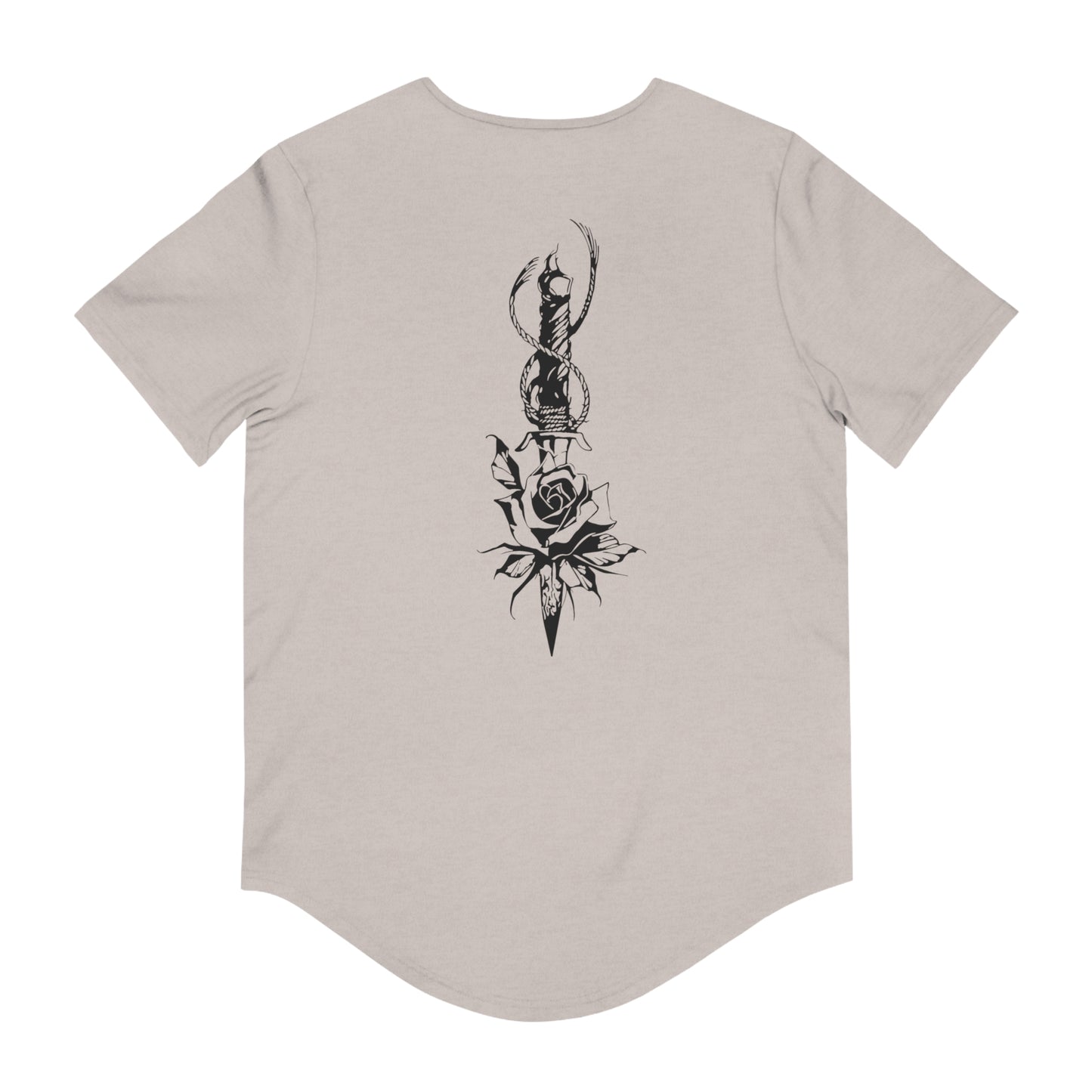 Men's 'Rose & Dagger' Curved Hem Long Tee