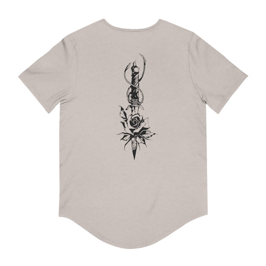 Men's 'Rose & Dagger' Curved Hem Long Tee
