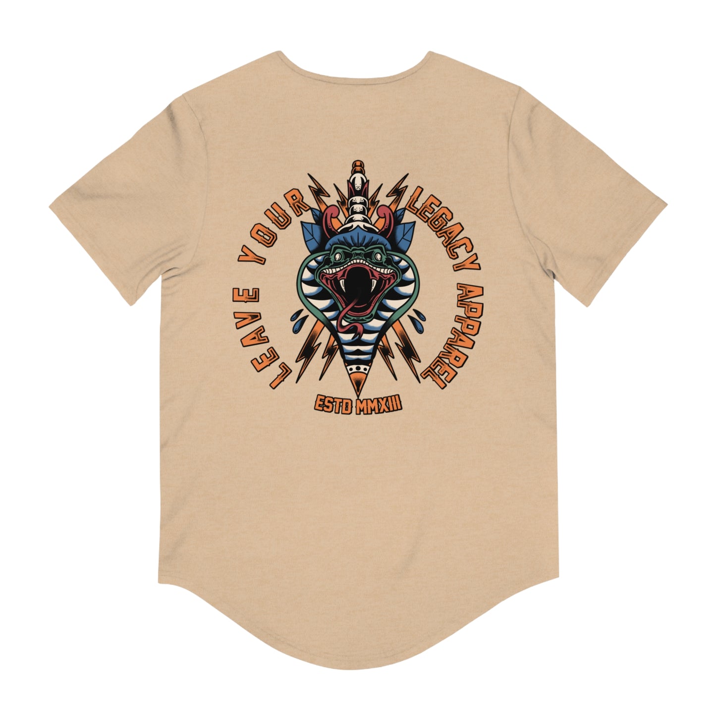 Men's 'Traditional Snake' Curved Hem Long Tee