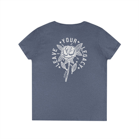 Women's 'Rose Stem' V-Neck T-Shirt